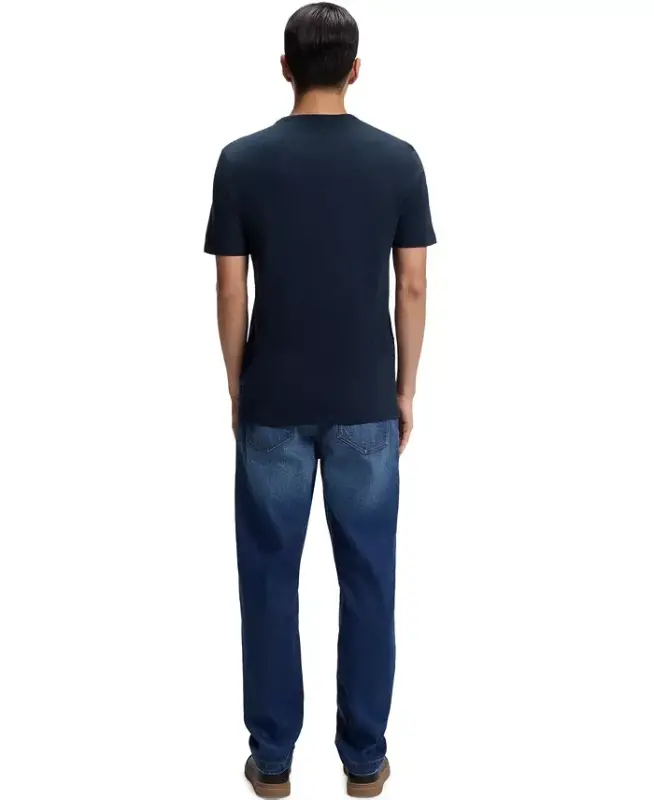 Men's Cotton Slub Logo Detail T-Shirt - Open Blue - 5