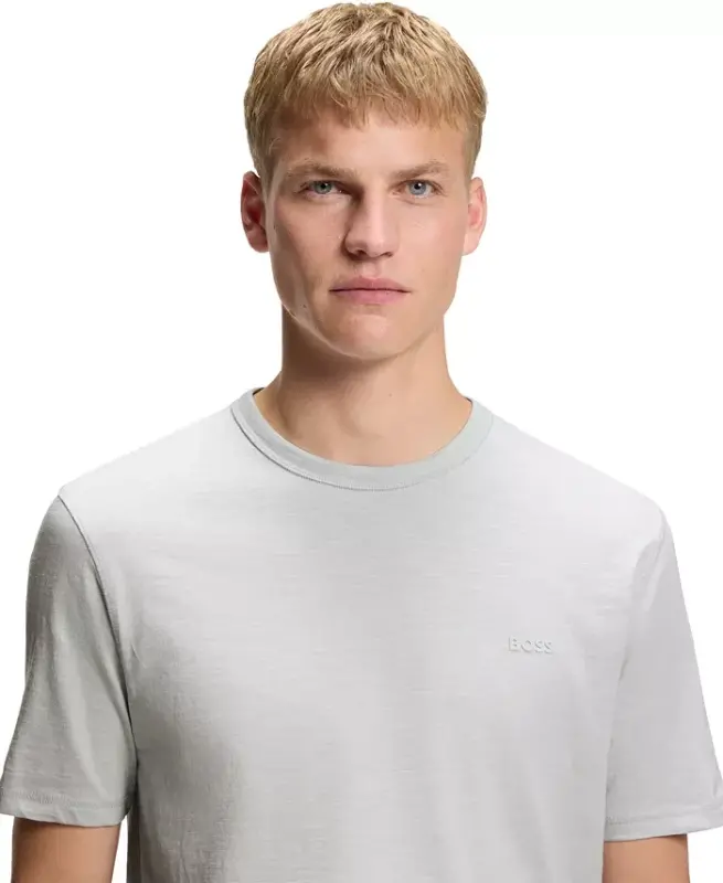 Men's Cotton Slub Logo Detail T-Shirt - Open Gray - 5