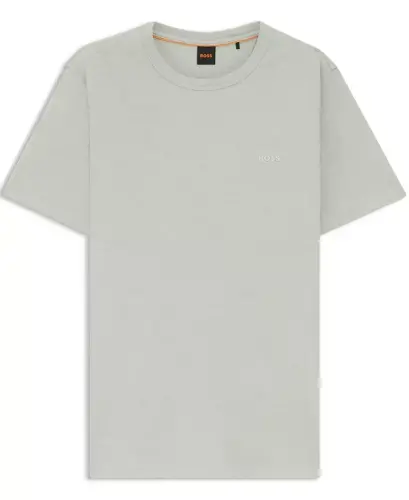 Men's Cotton Slub Logo Detail T-Shirt - Silver - 4