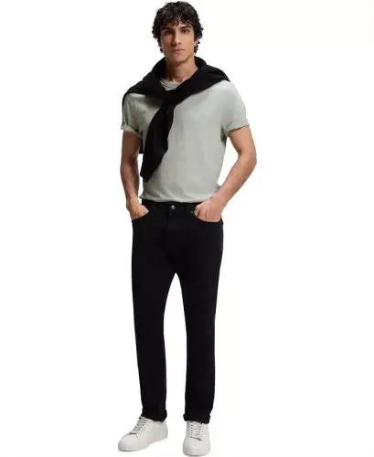 Men's Cotton Slub Logo Detail T-Shirt - Silver - HUGO BOSS (1)