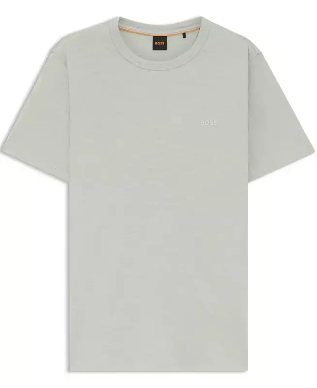 Men's Cotton Slub Logo Detail T-Shirt - Silver - 4