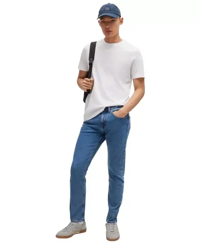 Men's Cotton Slub Logo Detail T-Shirt - White - HUGO BOSS (1)