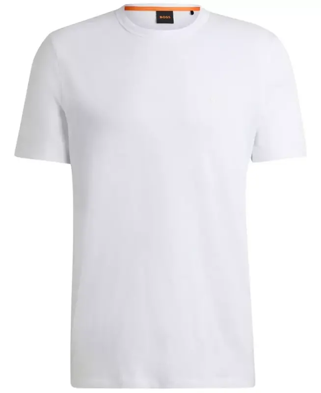 Men's Cotton Slub Logo Detail T-Shirt - White - 1