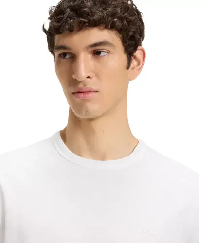 Men's Cotton Slub Logo Detail T-Shirt - White - 4