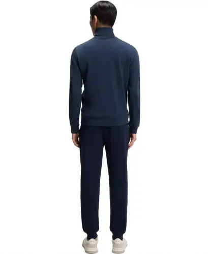 Men's Cotton Terry Logo Patch Zip-Neck Sweatshirt - Open Blue - 4