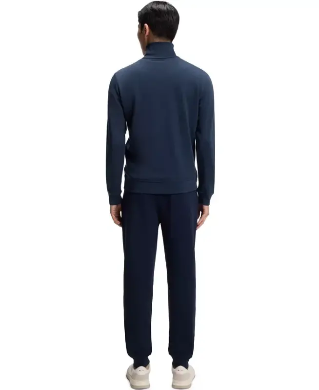 Men's Cotton Terry Logo Patch Zip-Neck Sweatshirt - Open Blue - 4