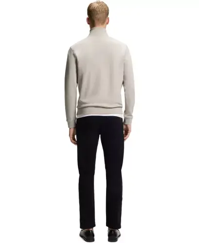 Men's Cotton Terry Logo Patch Zip-Neck Sweatshirt - Open Gray - HUGO BOSS (1)