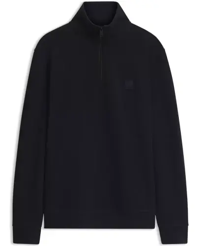 Men's Cotton-Terry Zip-Collar Regular-Fit Sweatshirt - Dark Blue - HUGO BOSS (1)