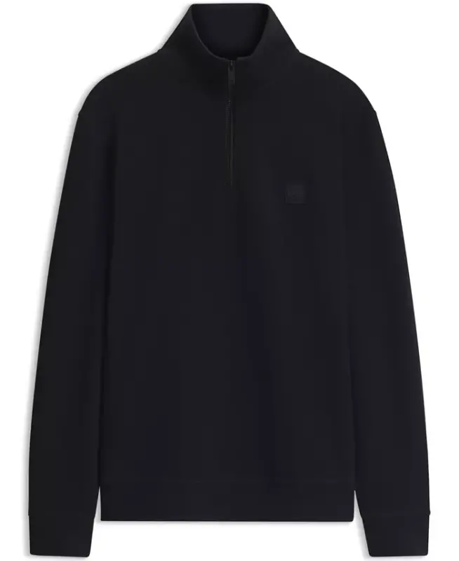 Men's Cotton-Terry Zip-Collar Regular-Fit Sweatshirt - Dark Blue - 2