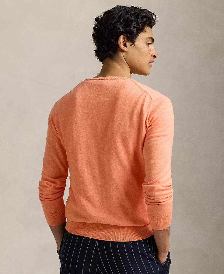 Men's Cotton V-Neck Sweater Marigold Orange Hthr - 2