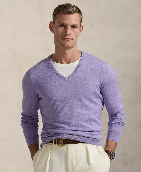 Men's Cotton V-Neck Sweater Royal Violet Hthr - 1