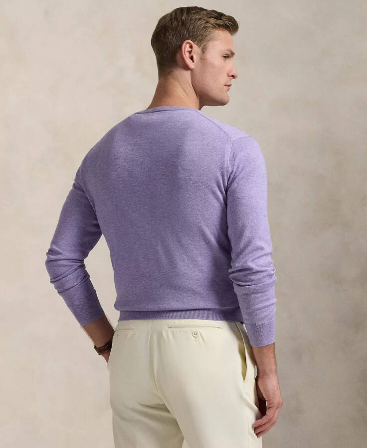 Men's Cotton V-Neck Sweater Royal Violet Hthr - 2