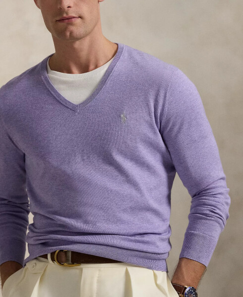 Men's Cotton V-Neck Sweater Royal Violet Hthr - 3