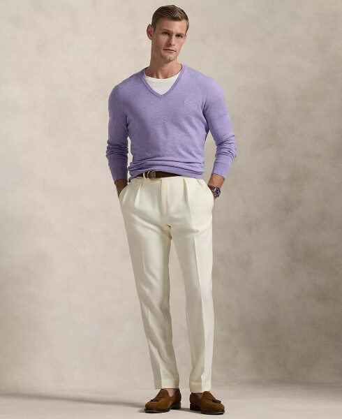 Men's Cotton V-Neck Sweater Royal Violet Hthr - 4