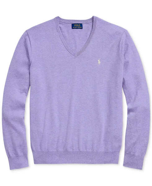 Men's Cotton V-Neck Sweater Royal Violet Hthr - 5