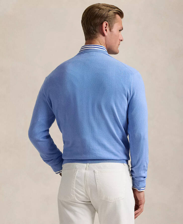 Men's Cotton V-Neck Sweater Sky Blue - 2