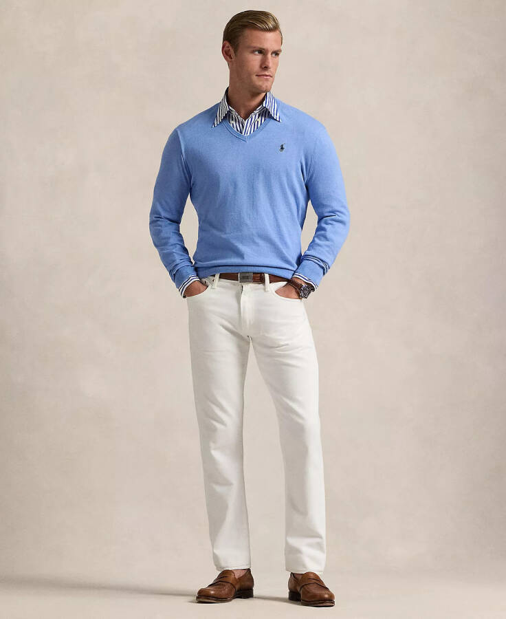 Men's Cotton V-Neck Sweater Sky Blue - 4