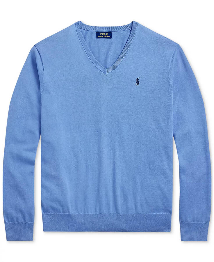 Men's Cotton V-Neck Sweater Sky Blue - 5