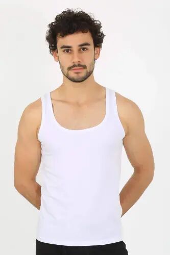 Men's Cotton White Undershirt 6566 - 1