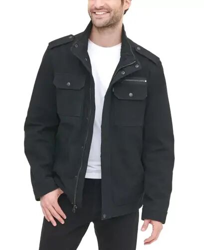 Men's Cotton Zip-Front Jacket-Black - 2