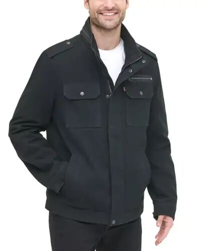 Men's Cotton Zip-Front Jacket-Black - 3