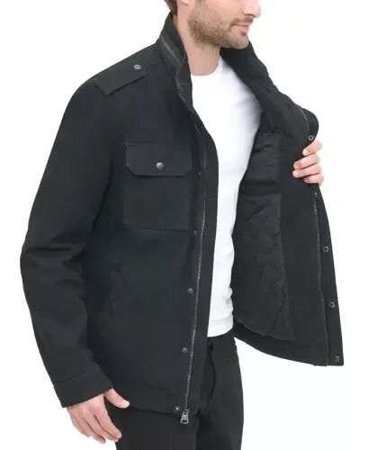 Men's Cotton Zip-Front Jacket-Black - 4