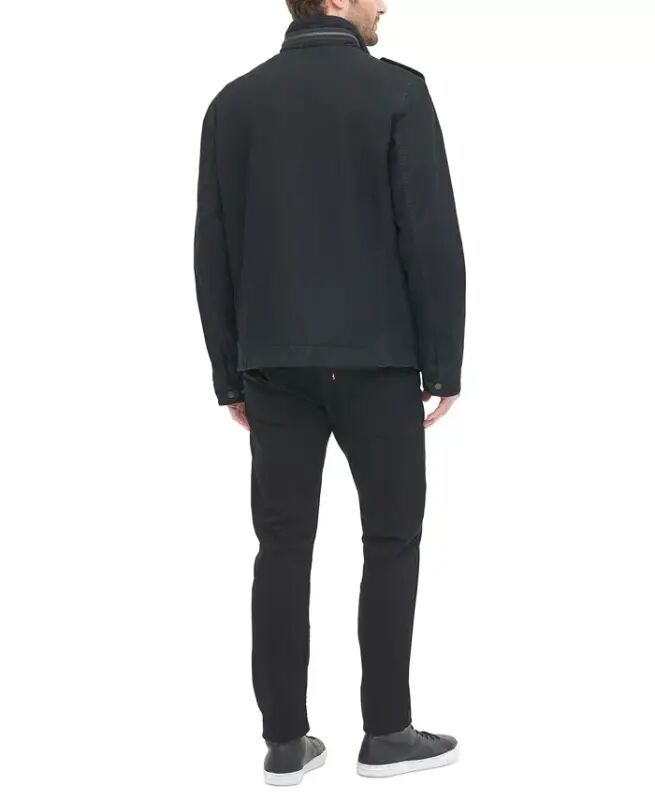Men's Cotton Zip-Front Jacket-Black - 5
