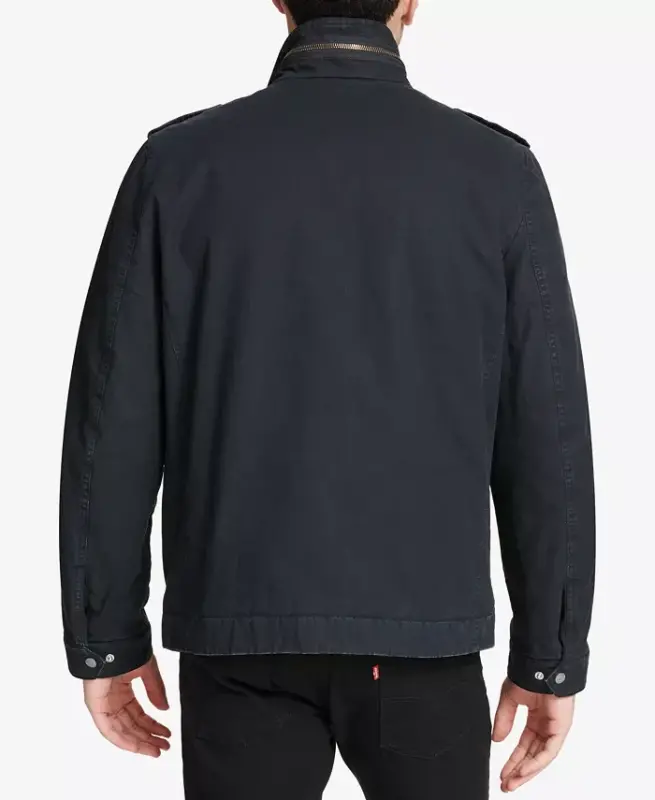 Men's Cotton Zip-Front Jacket - Navy - 2