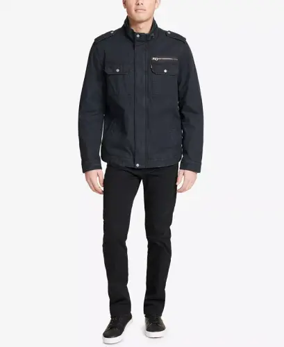 Men's Cotton Zip-Front Jacket - Navy - 5