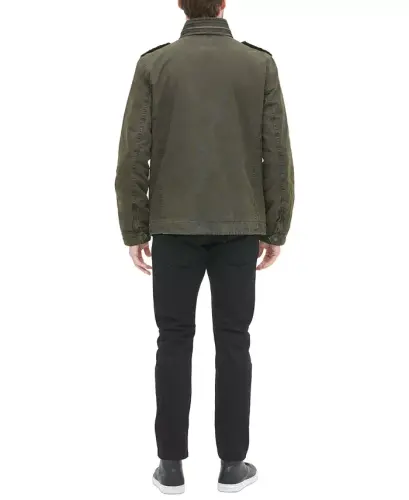 Men's Cotton Zip-Front Jacket-Olive - 6