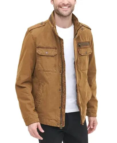Men's Cotton Zip-Front Jacket-Worker Brown 