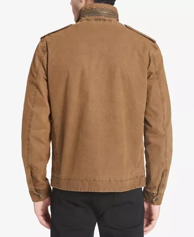Men's Cotton Zip-Front Jacket-Worker Brown - 2