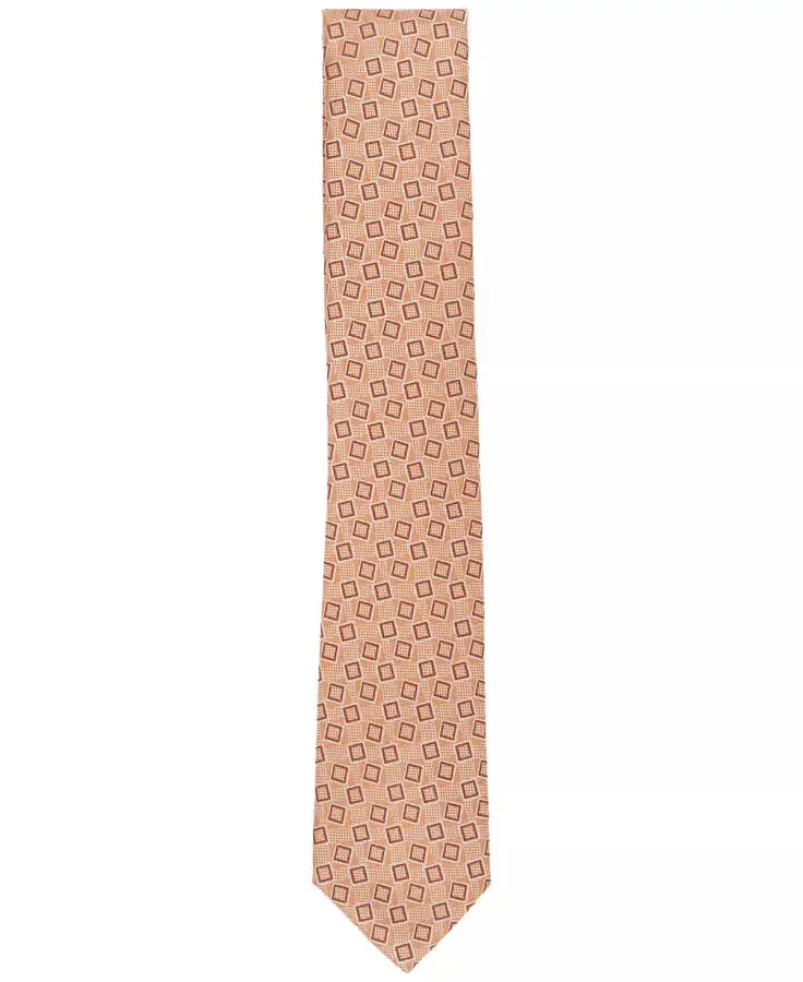 Men's Crater Geometric Tie, Exclusively at Modazone-Cognac - 2