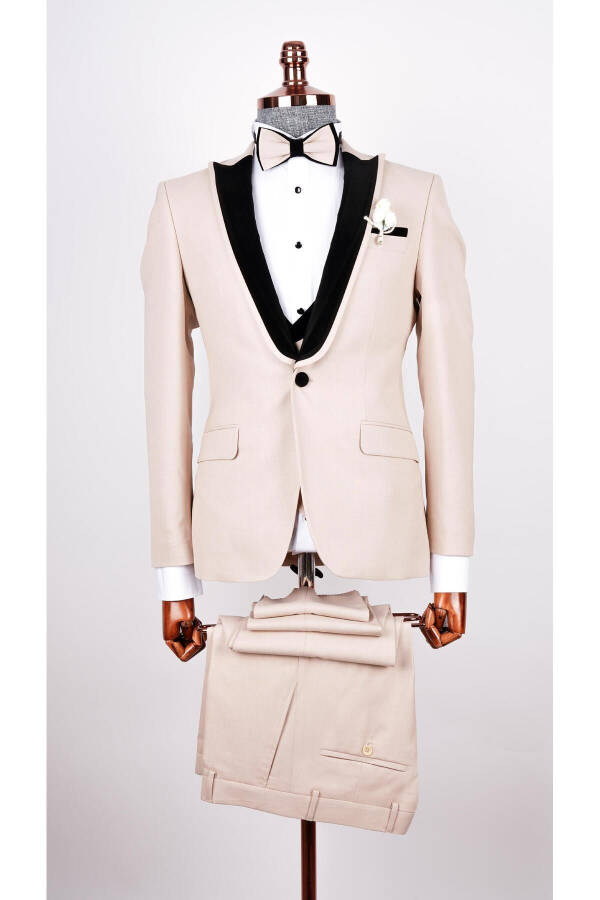 Men's Cream Shawl Collar Wedding Suit Tuxedo - 1