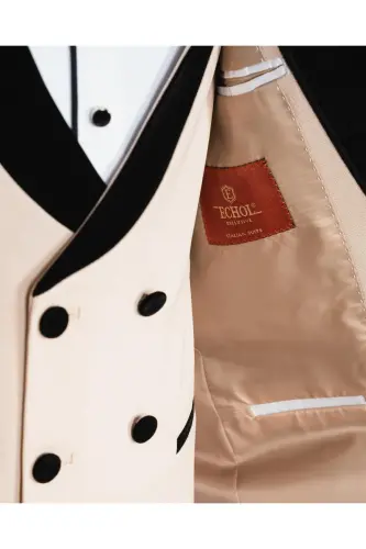 Men's Cream Shawl Collar Wedding Suit Tuxedo - 4