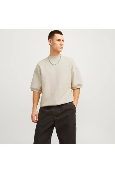 Men's Cream T-Shirt (12255219-MOM) - JACK & JONES