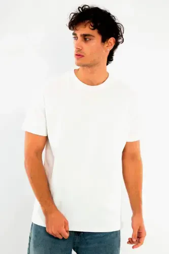 Men's Crew Neck 100% Cotton White T-Shirt - 2