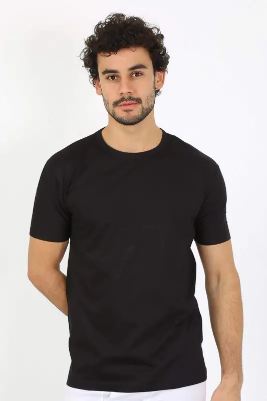 Men's Crew Neck Black Cotton Undershirt 6567 - BÜYÜKBEDENIZ