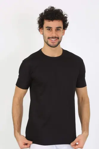 Men's Crew Neck Black Cotton Undershirt 6567 - BÜYÜKBEDENIZ (1)