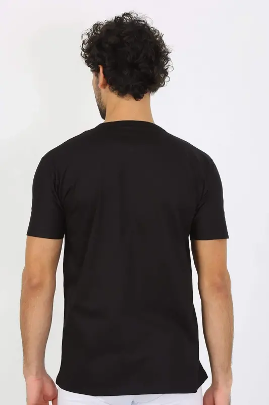 Men's Crew Neck Black Cotton Undershirt 6567 - 5