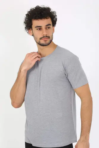 Men's Crew Neck Grey Cotton Undershirt 6567 - 9