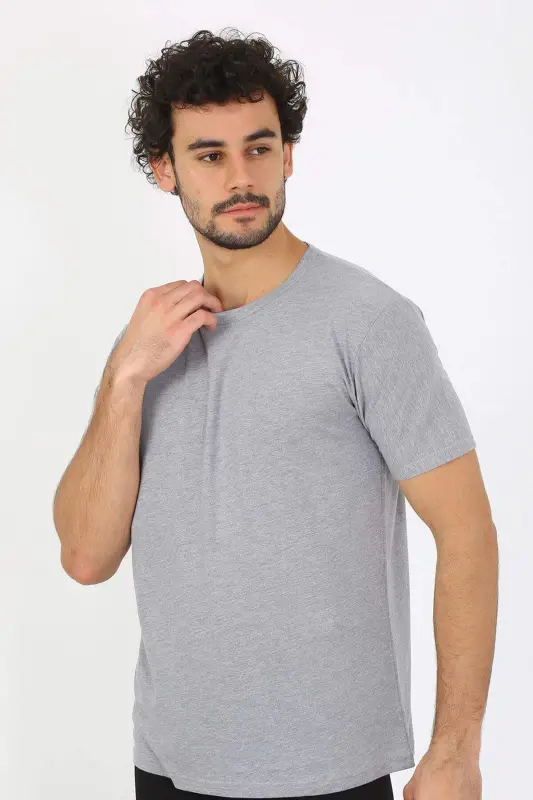 Men's Crew Neck Grey Cotton Undershirt 6567 - 4