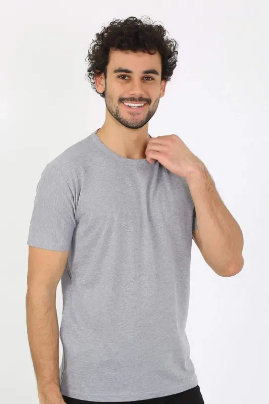 Men's Crew Neck Grey Cotton Undershirt 6567 - 8