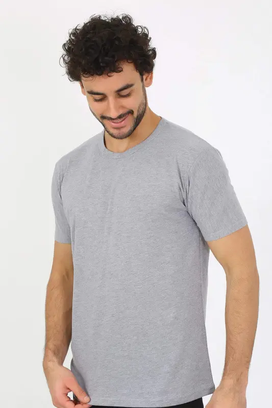 Men's Crew Neck Grey Cotton Undershirt 6567 - 6