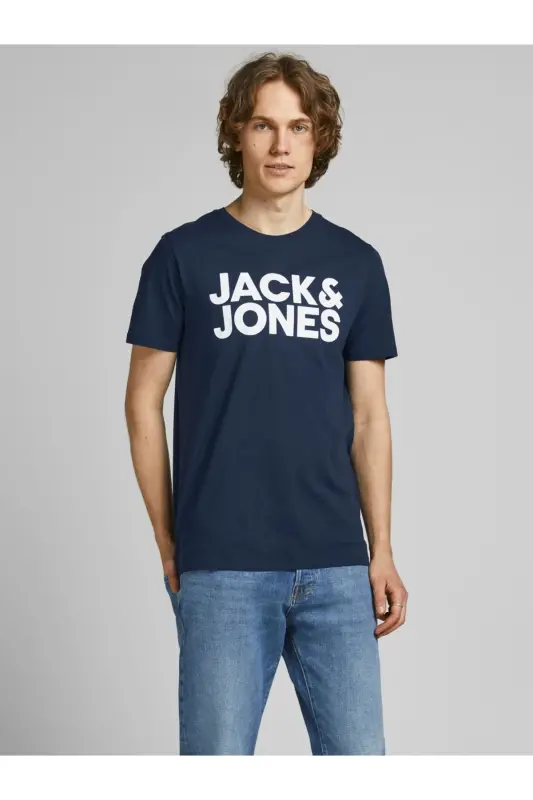 Men's Crew Neck Logo T-Shirt - Corplogo-Navy Blazer - 1