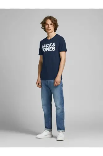 Men's Crew Neck Logo T-Shirt - Corplogo-Navy Blazer - 3