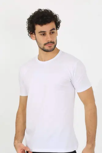 Men's Crew Neck White Cotton Undershirt 6567 - 6