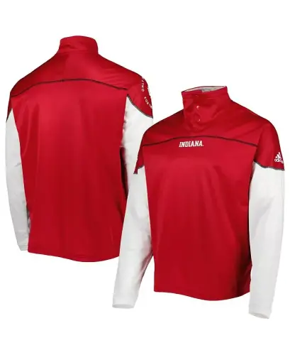 Men's Crimson Indiana Hoosiers AEROREADY Knit Quarter-Snap Jacket-Crimson - 3