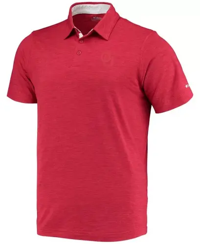 Men's Crimson Oklahoma Sooners Tech Trail Space Dye Omni-Shade Polo-Crimson - COLUMBIA (1)