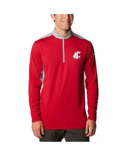 Men's Crimson Washington State Cougars Tech Trail™ Omni-Shade Quarter-Zip Jacket-Crimson - 1